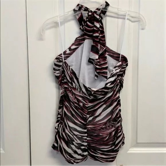 Small Halter Top from EXPRESS Stylish Halter Neck Ruched - Black, White, and Red - Picture 3 of 8